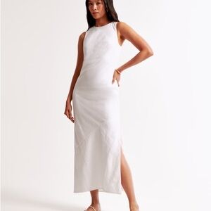 High Neck White Sleeveless Dress